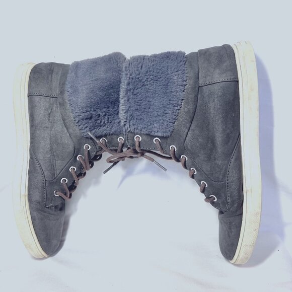 Justice-Women's Faux Fur Size 9 Gray Booties-Lace Up-Warm-School- - Picture 13 of 15